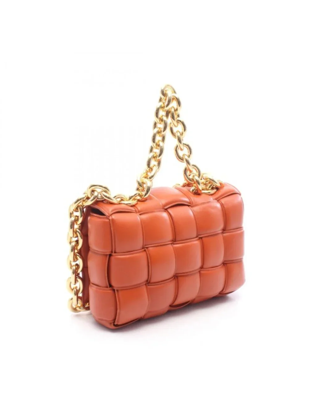Bottega Veneta Shoulder Bag the Chain Cassette Orange Leather